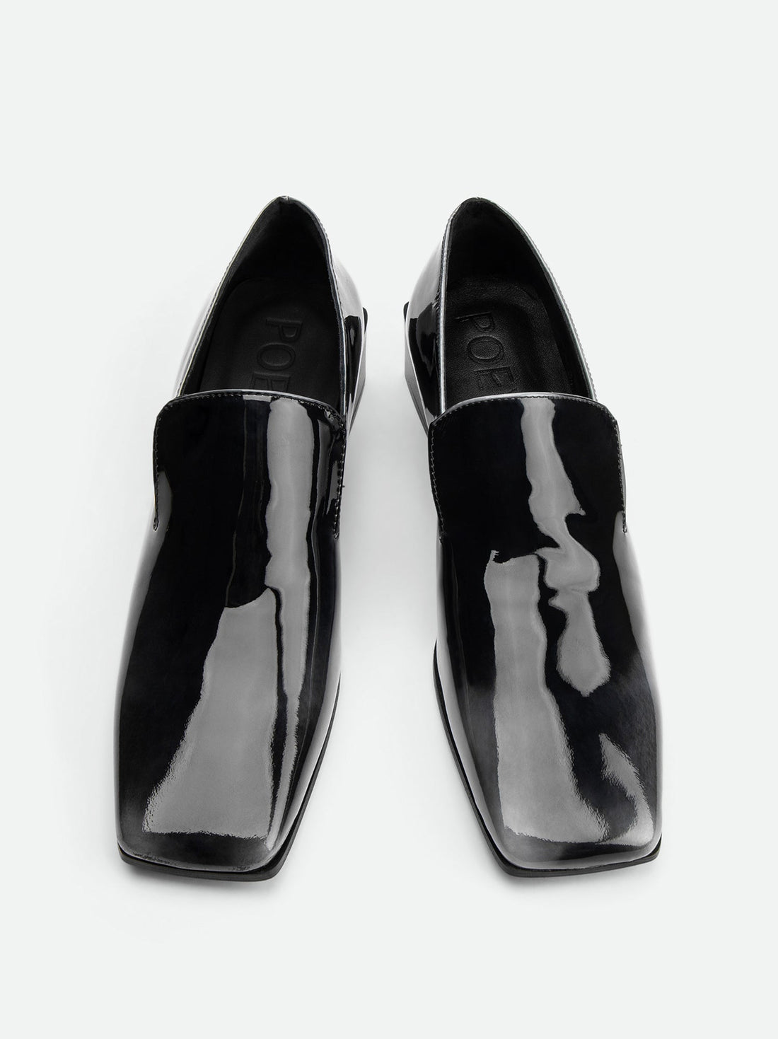 Gwen Pull-Up Black-and-White Leather Loafers – Top View – POEVE Collection