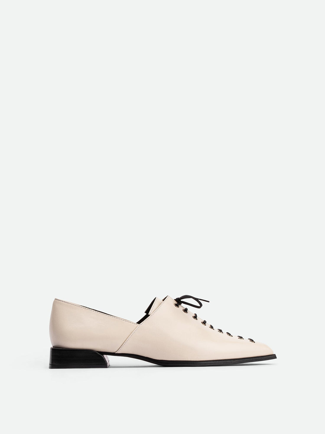 Kaley Off-white Leather Lace-up Shoes - Side View - POEVE Collection