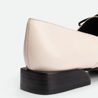 Kaley Off-white Leather Lace-up Shoes - Back Close-up View - POEVE Collection