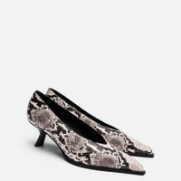 Yonne Snake-Embossed Leather Pumps – Angled View – POEVE Collection