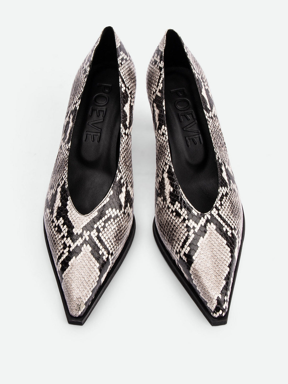 Yonne Snake-Embossed Leather Pumps – Top View – POEVE Collection