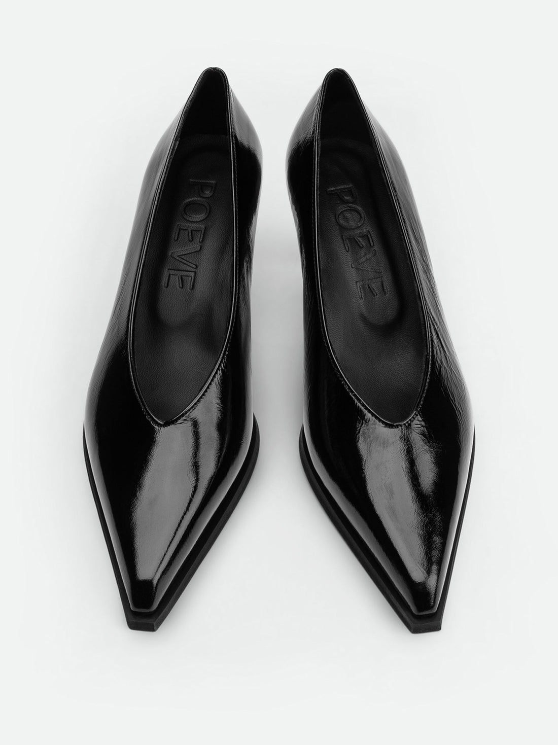 Yone Black Creased Patent Leather Pumps – Top View – POEVE Collection
