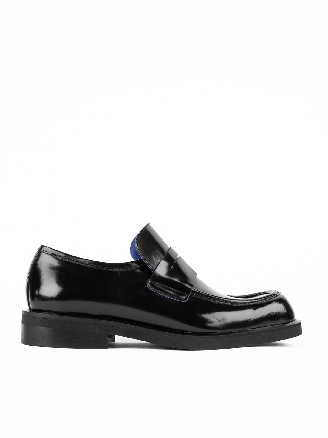Newton Black Brushed Leather Loafers - Side View - POEVE Collection