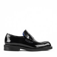 Newton Black Brushed Leather Loafers - Side View - POEVE Collection