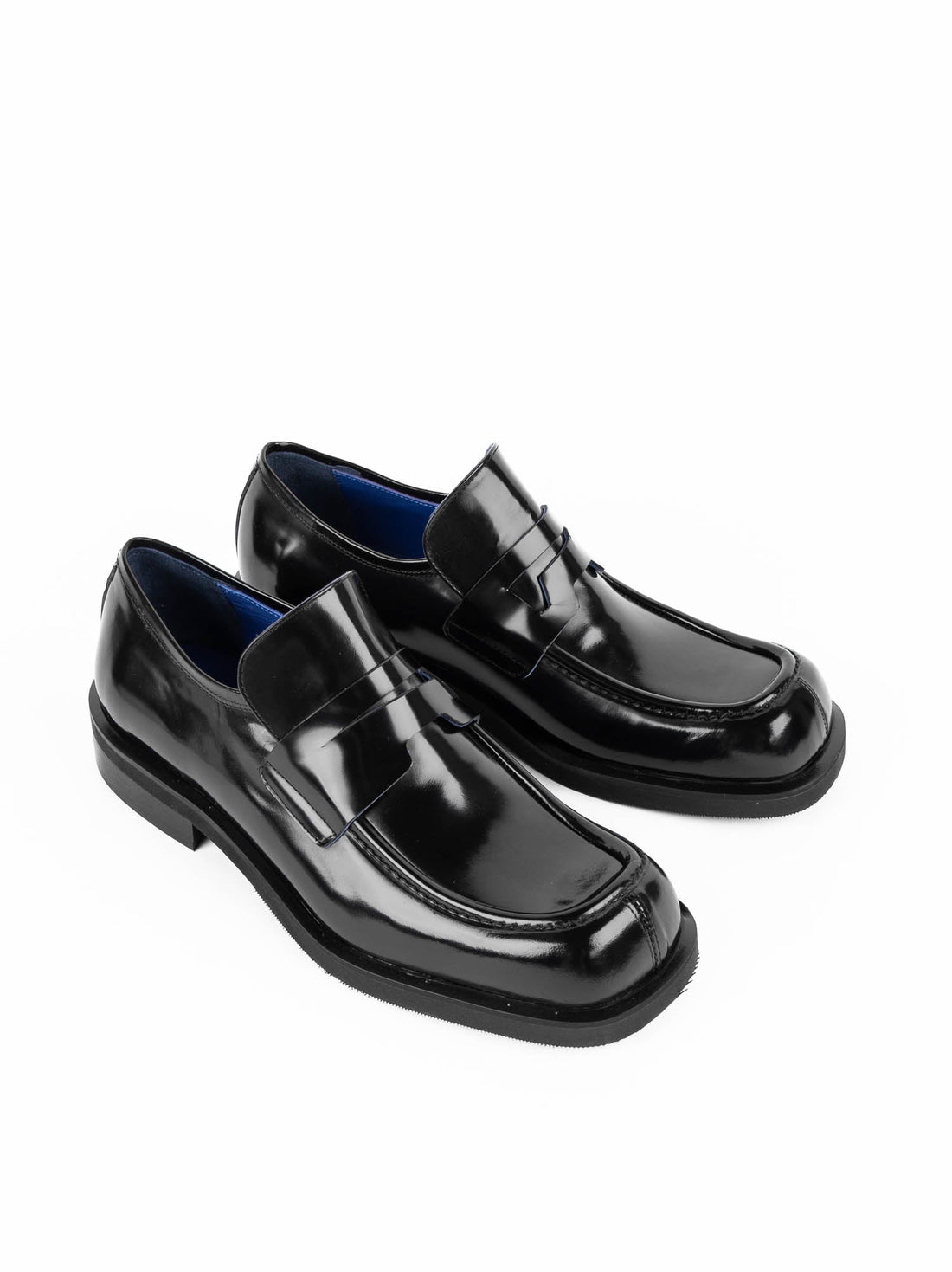 Newton Black Brushed Leather Loafers - Three-Quarters View - POEVE Collection