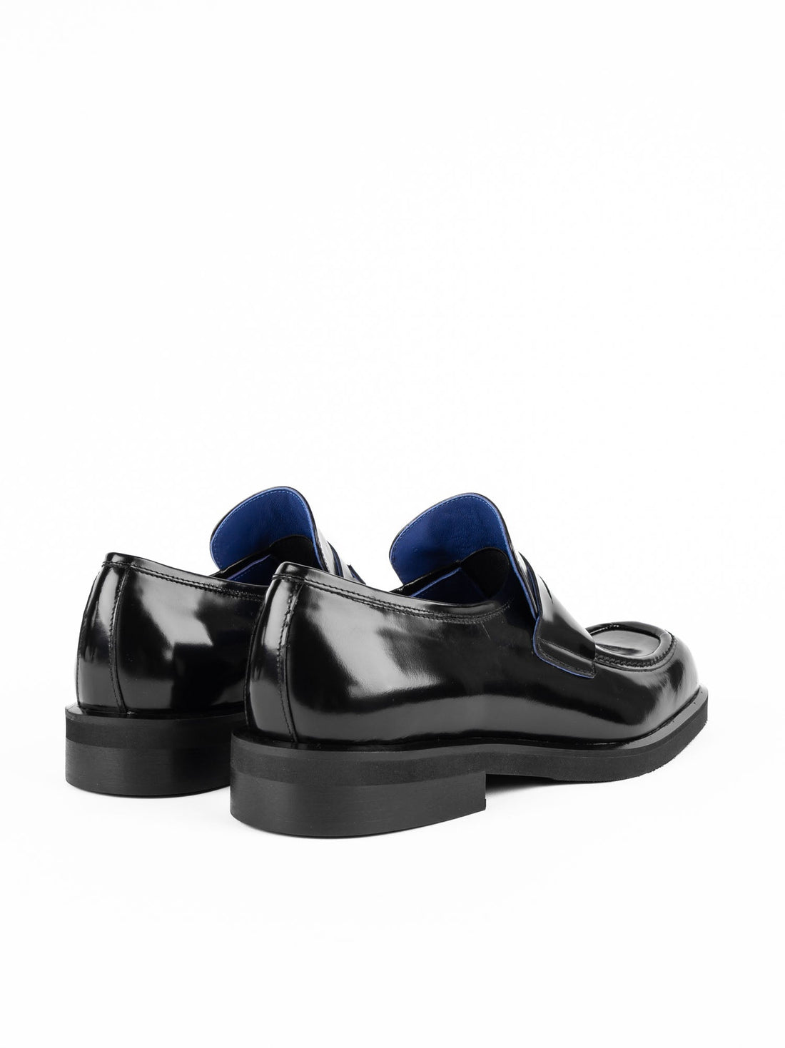 Newton Black Brushed Leather Loafers - Back View - POEVE Collection