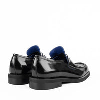 Newton Black Brushed Leather Loafers - Back View - POEVE Collection