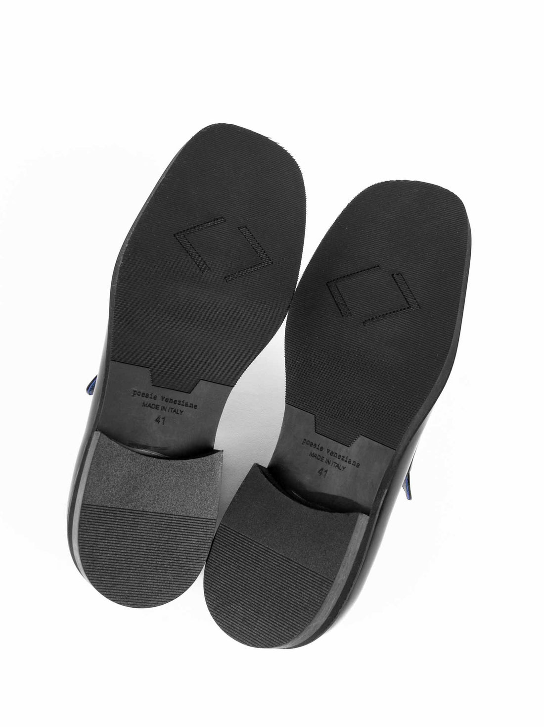 Newton Black Brushed Leather Loafers - Sole View - POEVE Collection