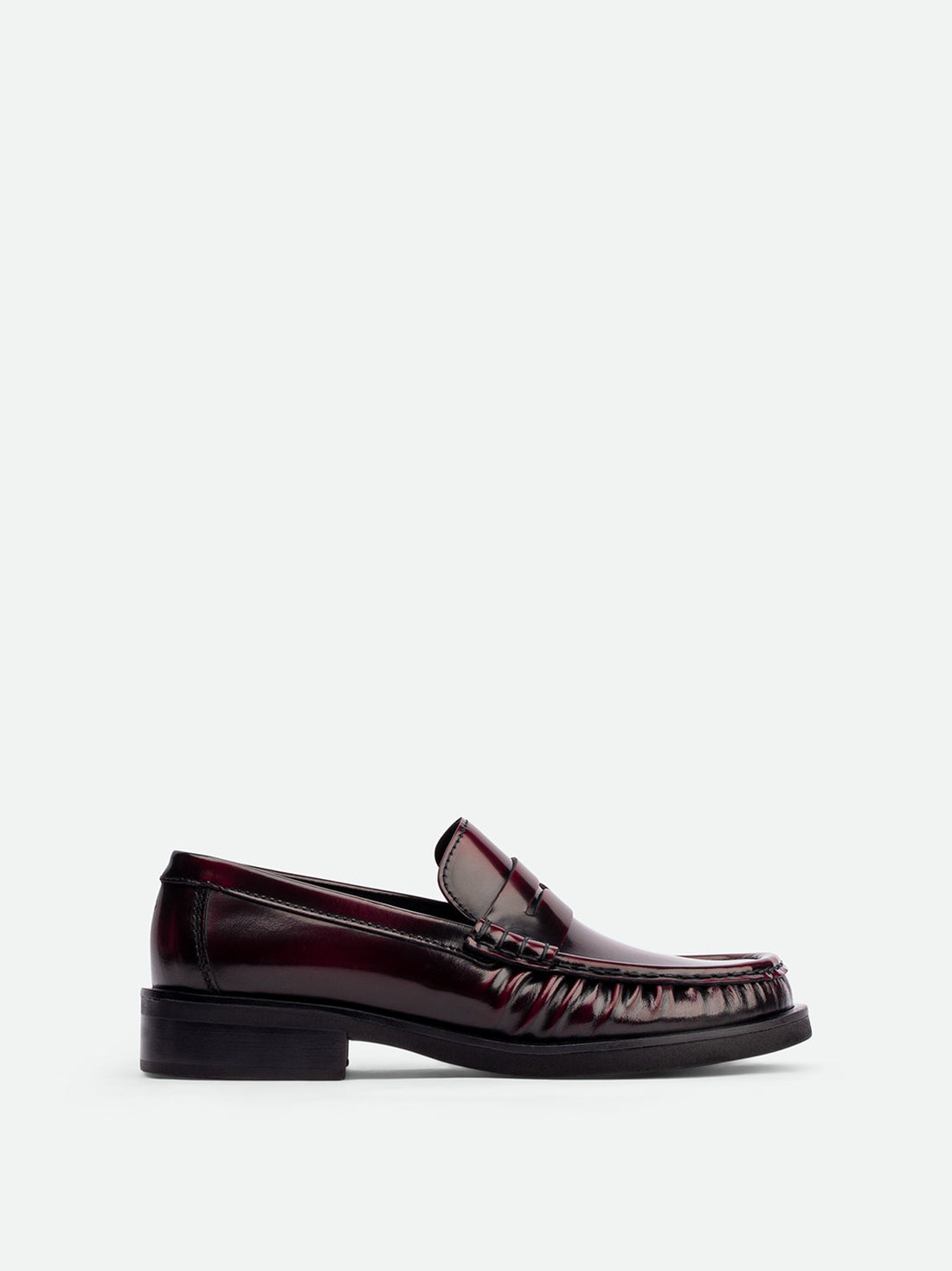 Vera Bordeaux Brushed Leather Loafers - Side View - POEVE Collection