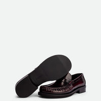 Vera Bordeaux Brushed Leather Loafers - Sole View - POEVE Collection