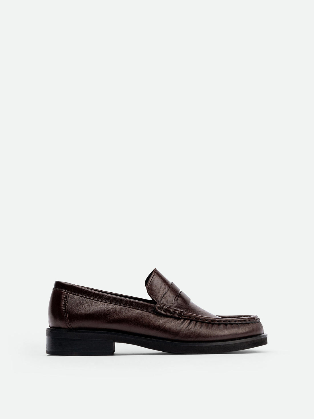 Vera Brown Leather Loafers - Side View - POEVE Collection