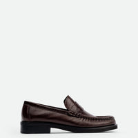 Vera Brown Leather Loafers - Side View - POEVE Collection