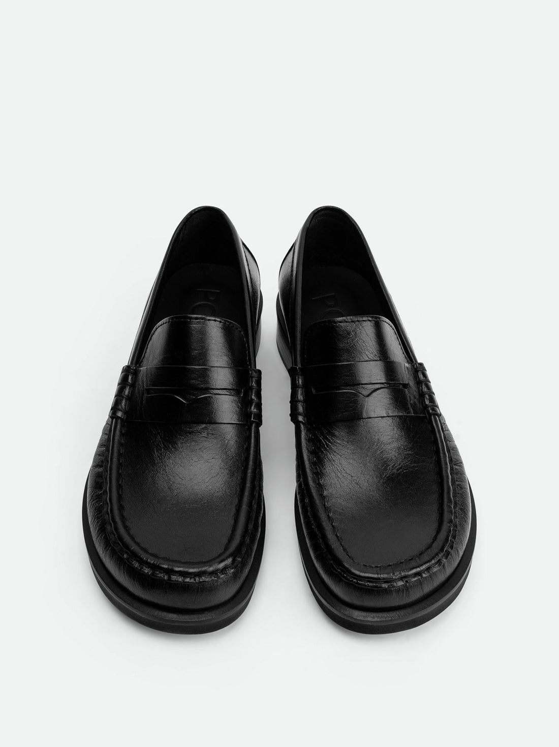 Vera Black Leather Loafers - Top View - POEVE Collection
