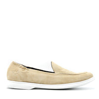Stephen Beige Crust Leather Loafers - Side View - POEVE Collection