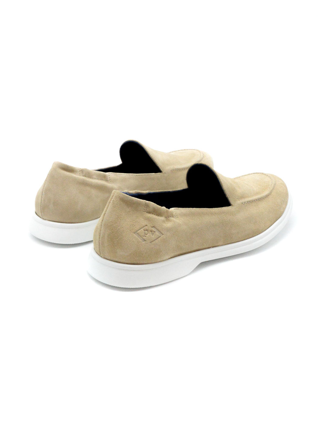 Stephen Beige Crust Leather Loafers - Back View - POEVE Collection