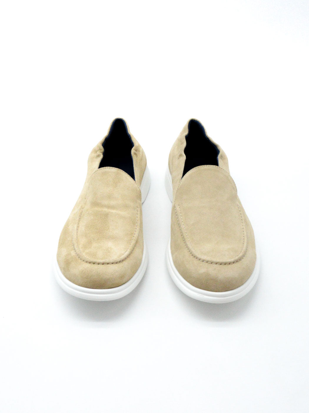 Stephen Beige Crust Leather Loafers - Front View - POEVE Collection