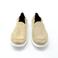 Stephen Beige Crust Leather Loafers - Front View - POEVE Collection