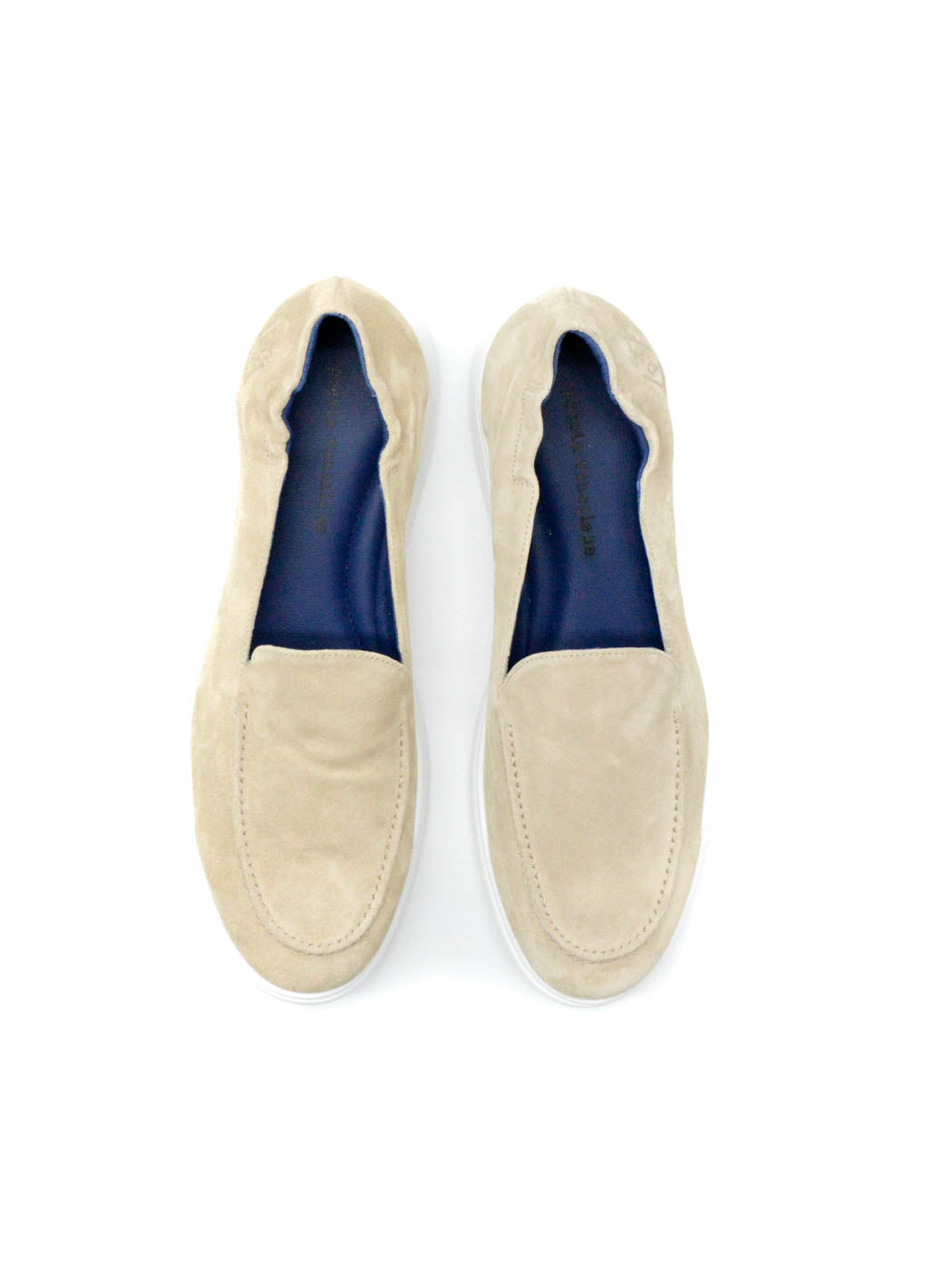 Stephen Beige Crust Leather Loafers - Top View - POEVE Collection