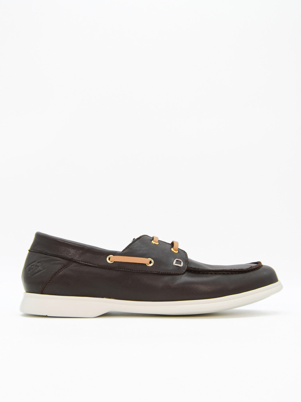 Albert Brown Leather Lace-up Boat Shoes - Side View - POEVE Collection