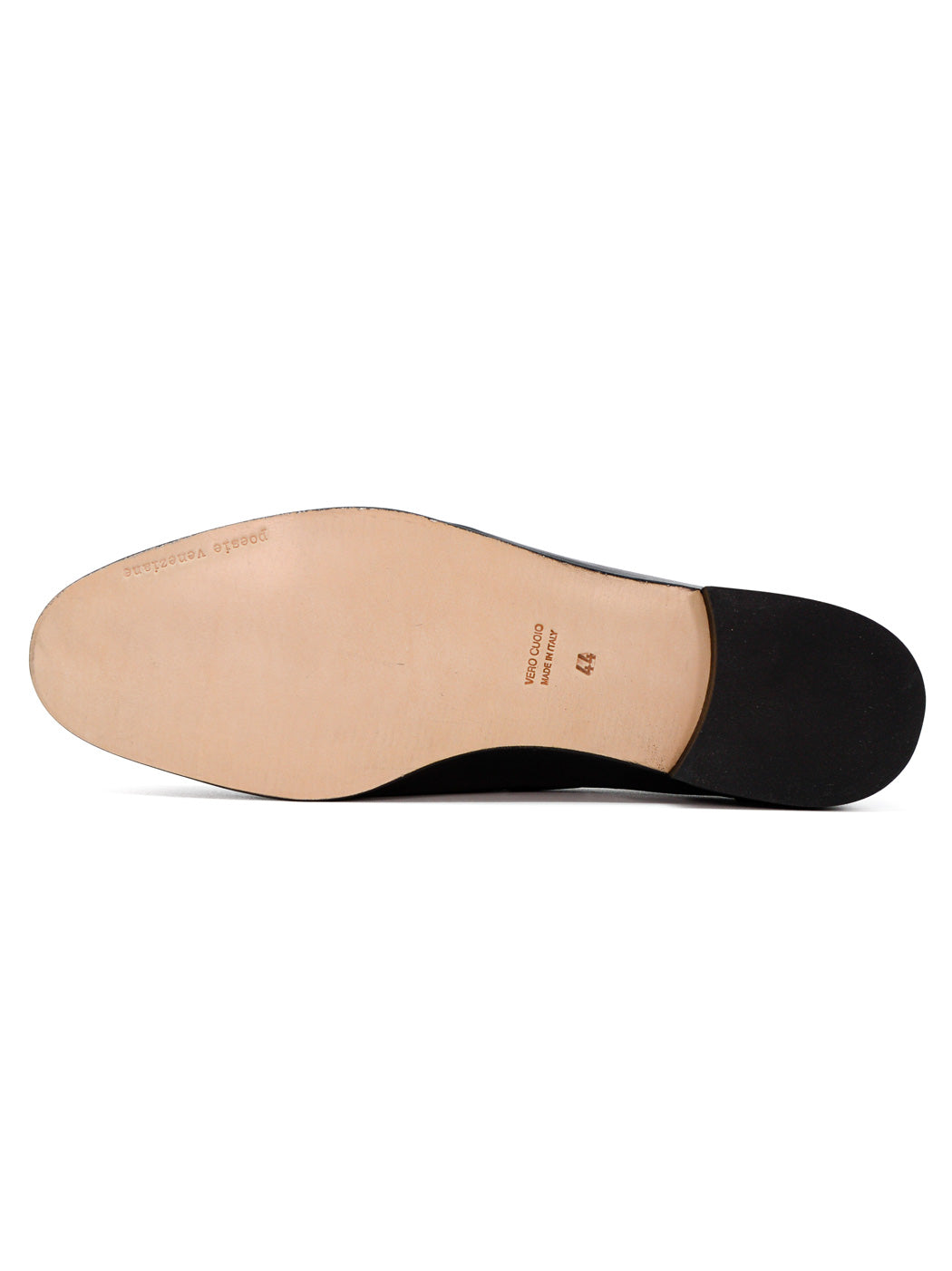 Axel Black Leather Loafers with Leather Tassels - Sole View - POEVE Collection