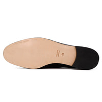 Axel Black Leather Loafers with Leather Tassels - Sole View - POEVE Collection