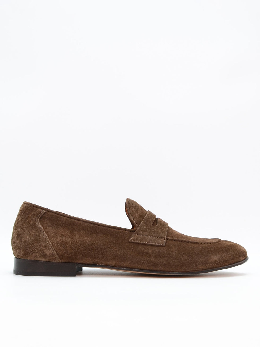 Oscar Brown Crust Leather Penny Loafers - Side View - POEVE Collection