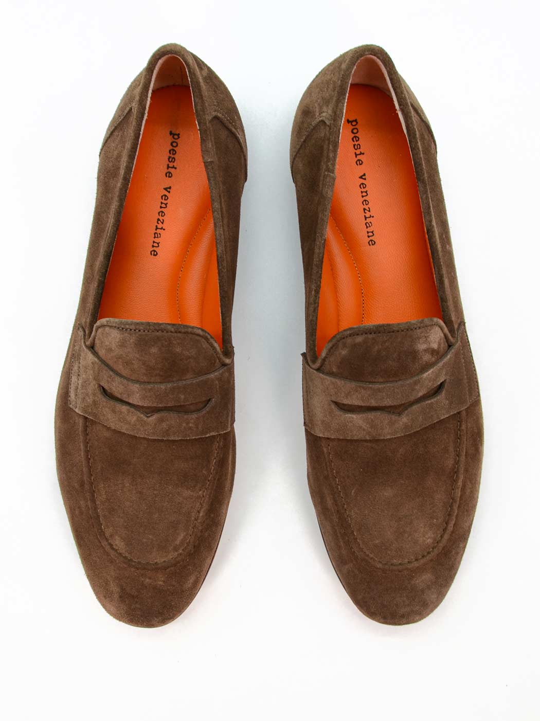 Oscar Brown Crust Leather Penny Loafers - Top View - POEVE Collection