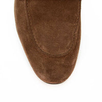 Oscar Brown Crust Leather Penny Loafers - Toe Close-up View - POEVE Collection