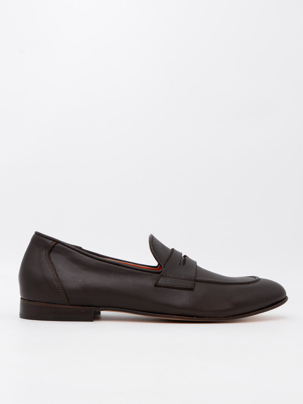 Oscar Brown Leather Penny Loafers - Side View - POEVE Collection