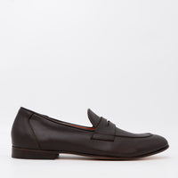 Oscar Brown Leather Penny Loafers - Side View - POEVE Collection