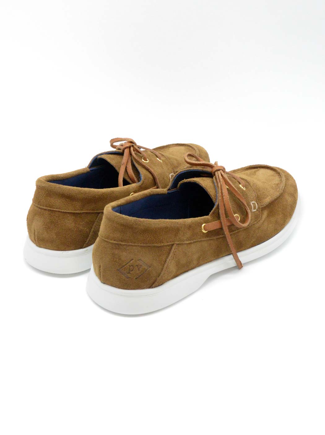 Albert Brown Crust Leather Lace-up Boat Shoes - Back View - POEVE Collection