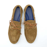 Albert Brown Crust Leather Lace-up Boat Shoes - Top View - POEVE Collection